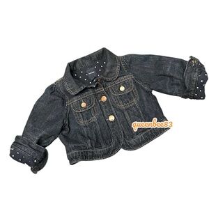 EUC Baby Gap Denim Jean Jacket 12-18 months Blue White Polka Dot
